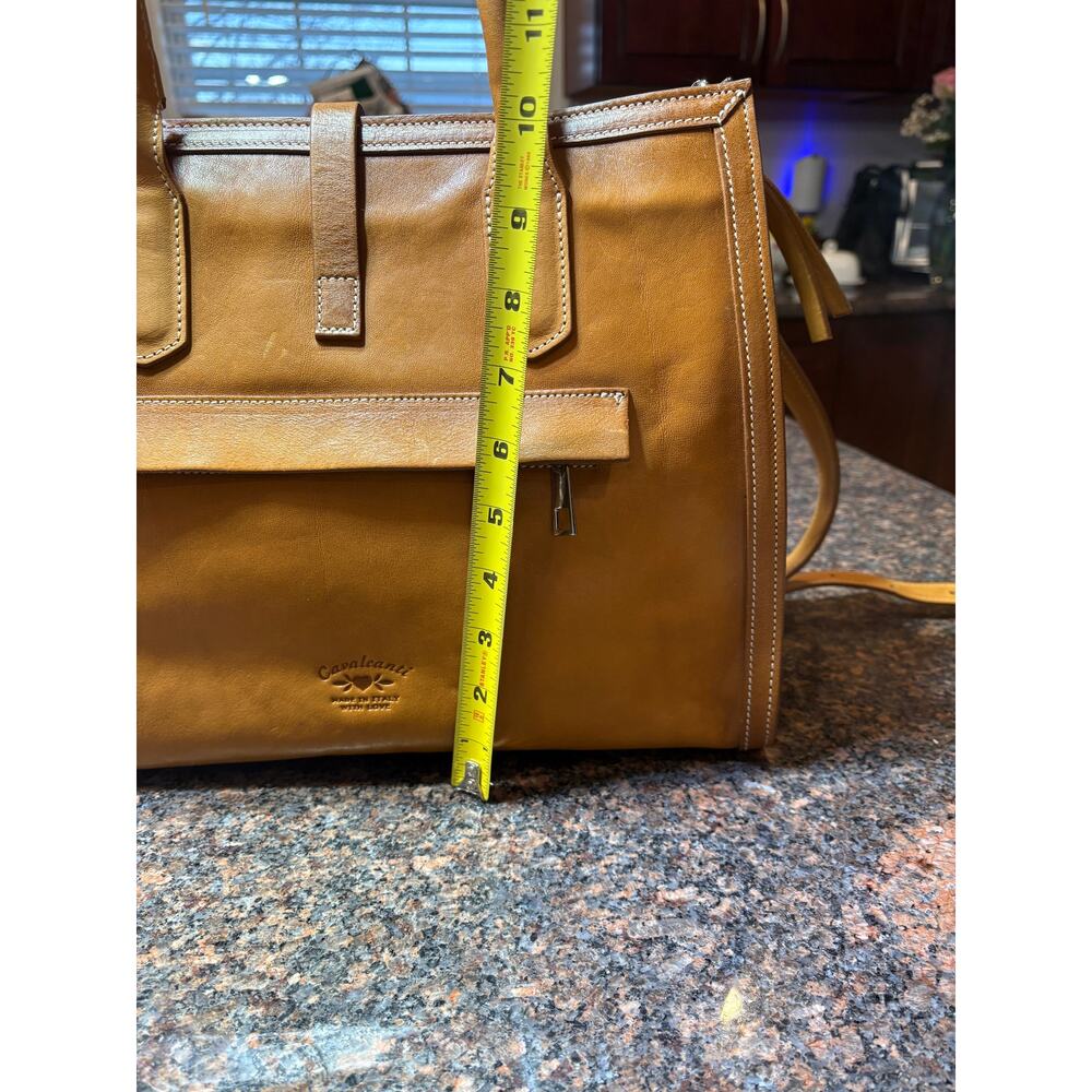 Cavalcanti Italian Designer Cognac Burnished Leather Satchel Shoulder Strap NWT - Picture 9 of 16